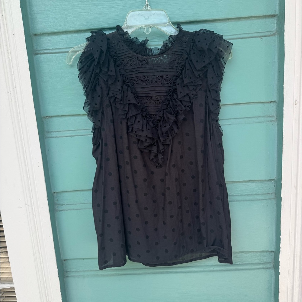 Ulla Johnson Black Ruffled Blouse